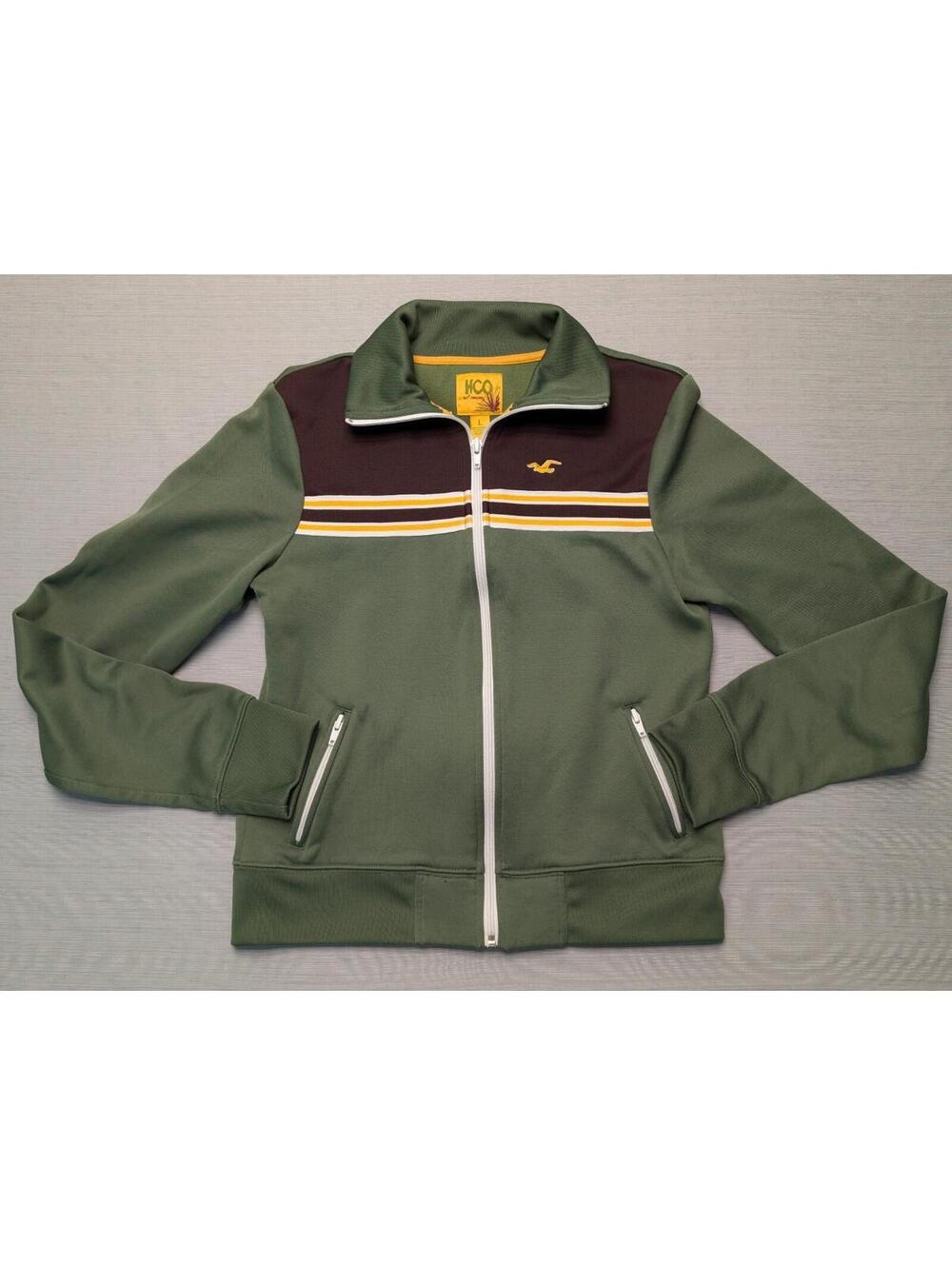 Y2K Hollister HCO Surf Company Green Vintage Track Athletic Jacket Full Zip L